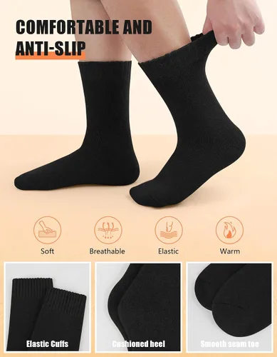 Vista 4 de UUMIAER 5 pares de calcetines de lana merino para hombre, calcetines térmicos de lana para senderismo, calcetines gruesos de invierno