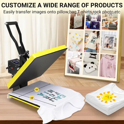 Vista 2 de AKEYDIY Prensa de calor, máquina de prensa de calor deslizante de 15 x 15 pulgadas para camisetas, máquina digital de transferencia de calor
