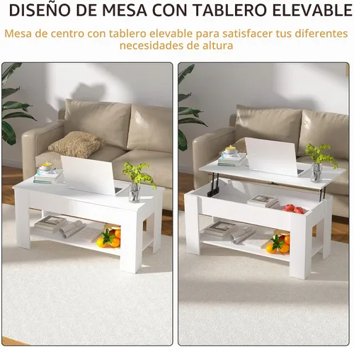 Vista 7 de Mesa de centro elevable con almacenamiento para sala de estar, mesa consola de madera rústica, mesa de té central de escritorio oculta para muebles