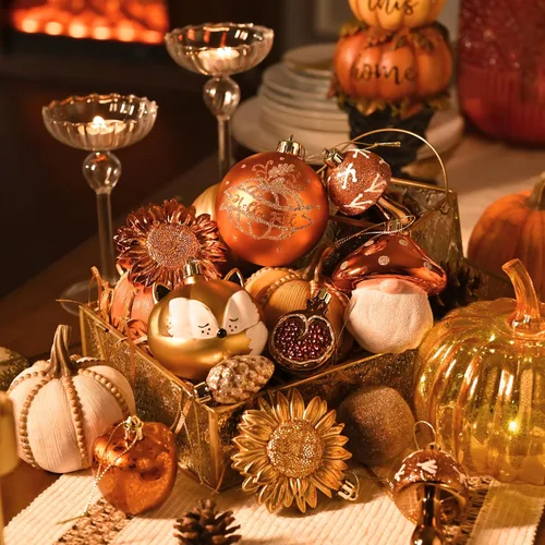 Vista 5 de Valery Madelyn Decoración de árbol de otoño de 50 quilates, adornos de Naranja