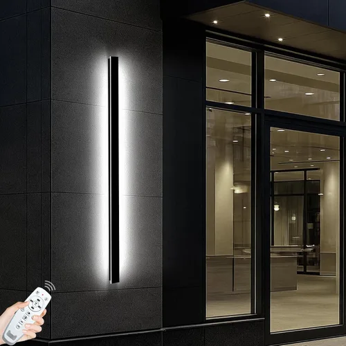 Vista 24 de Luces de pared modernas para exteriores de 39 pulgadas, 2700 K-6500 K, aplique de pared al aire libre regulable seleccionable con control remoto