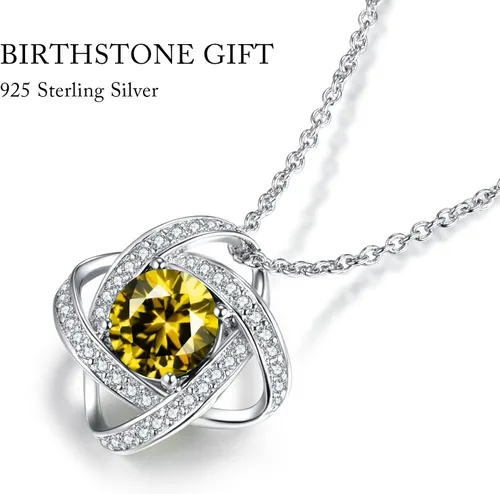 Vista 5 de boya Birthstone Necklace Gifts for Women, Love Knot Necklaces for Women 925 Sterling Silver Birthstone Jewelry Mothers Valentines Day Birthday