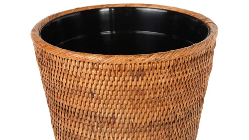 Vista 5 de Mekomy KOUBOO La Jolla - Papelera de ratán con inserto de plástico, hecha a mano, papelera, pequeña papelera, dormitorio, baño, tocador, caravana