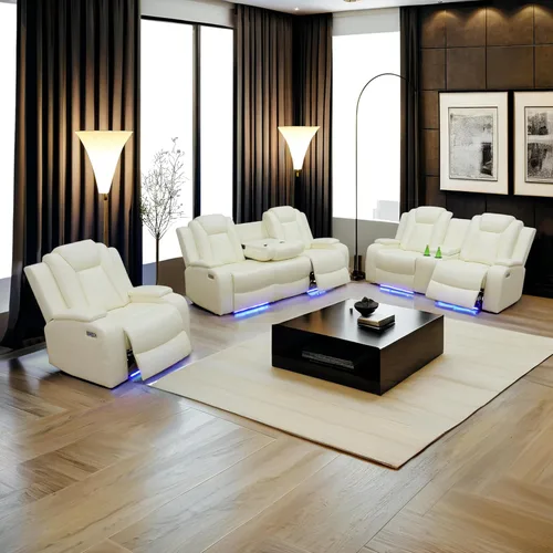 Vista 8 de Ritz Power - Juego de sala de estar reclinable con LED para sala de estar, dormitorio, casa de invitados, sala de juegos, Airbnb, apartamento