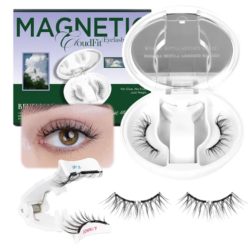 Vista 10 de BEYELIAN Pestañas magnéticas con aplicador, pestañas magnéticas suaves mejoradas, pestañas magnéticas portátiles, aspecto natural, reutilizables,