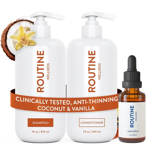 Vista 14 de Routine Wellness Set de champú y acondicionador antiadelgazamiento para el cabello adelgazante, bloqueador de biotina DHT para mujeres y hombres