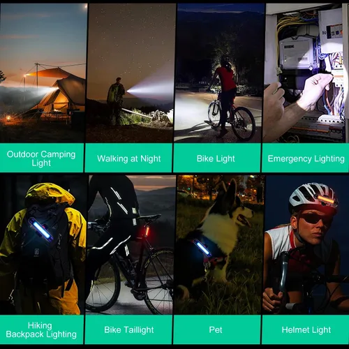 Vista 8 de 6 luces LED superbrillantes para bicicleta de noche, 6400 mAh USB recargable luces de bicicleta luces delanteras y traseras, luz trasera