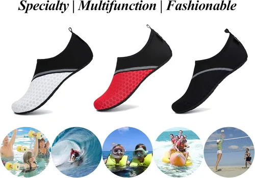 Vista 7 de Zapatos de agua para hombre y mujer de secado rápido para playa piscina natación buceo surf deportes acuáticos caminar yoga Mármol y negro