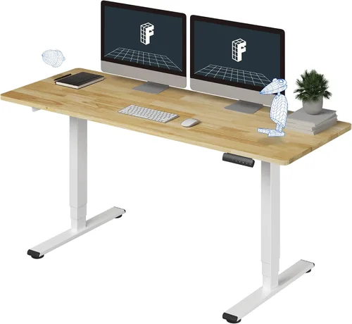Vista 22 de FlexiSpot E6 Bamboo - Escritorio eléctrico de pie de 3 etapas con motor dual de 48 x 24 pulgadas, soporta 220 libras, altura ajustable con ajustes