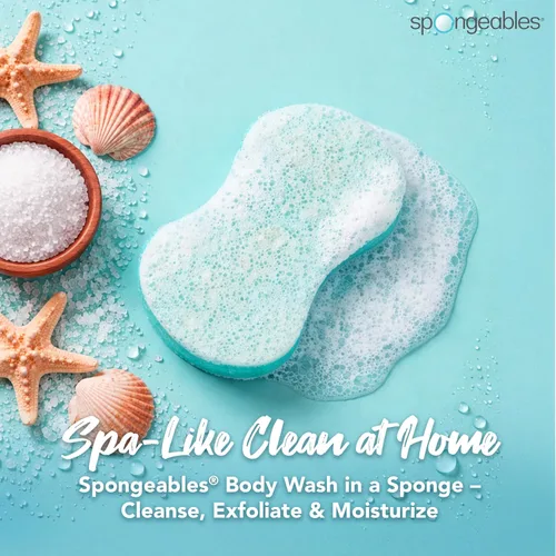 Vista 2 de Spongeables Gel de baño en una esponja de lavado de más de 20, sal marina, 1 unidad