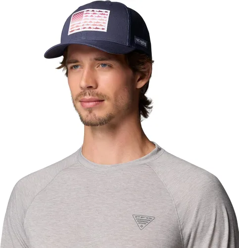 Vista 130 de Columbia Gorra de bola de malla Bandera antigua de malva/blanco/pescado