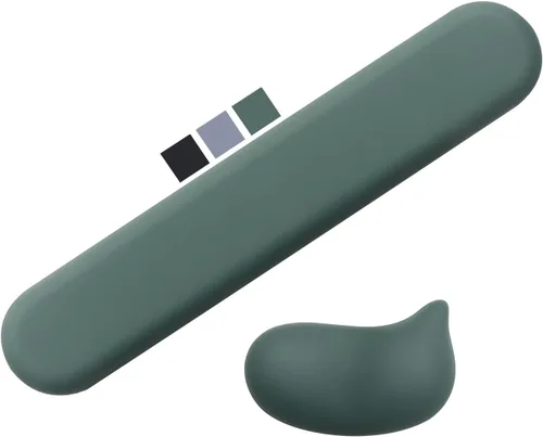 Vista 9 de Reposamuñecas para teclado y alfombrilla de mouse, juego ergonómico de reposamuñecas para teclado de espuma viscoelástica, cuero de lujo, accesorios
