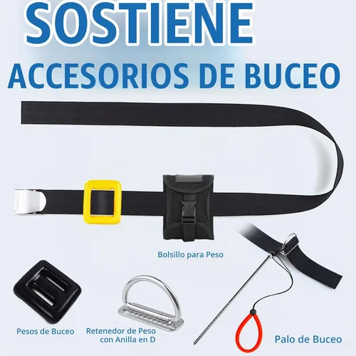 Vista 3 de Cinturón de peso para buceo, resistente de 60 pulgadas de largo y 2 pulgadas de ancho, correa de nailon ajustable con hebilla de metal de liberación