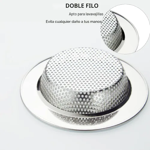 Vista 3 de LASSHSWA - Colador de acero inoxidable para fregadero de cocina, colador de drenaje para fregaderos de cocina con borde ancho grande de 4.5 pulgadas