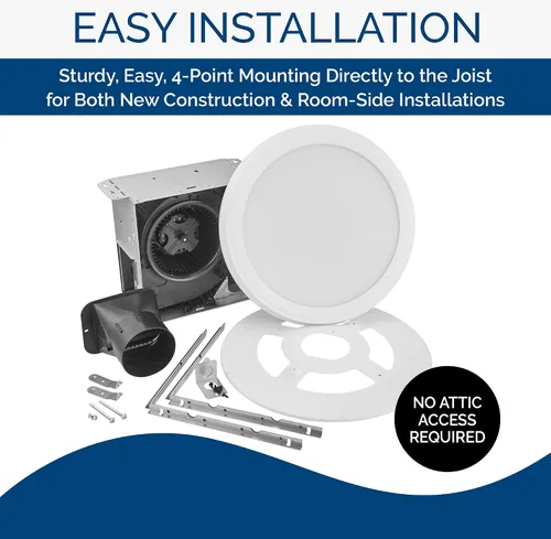 Vista 6 de Broan-NuTone AER80LWH - Ventilador de baño certificado ENERGY STAR, mediano, color blanco
