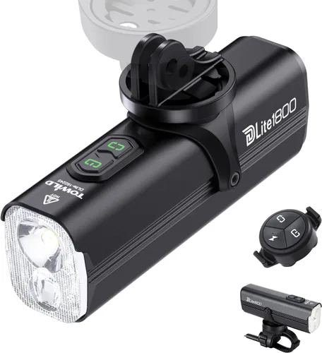 Vista 12 de TOWILD DLite1800 Bike Lights for Night Riding,1800LM Dual Light Source System,Compatible with Garmin/GoPro Mount,5000mAh Rechargeable