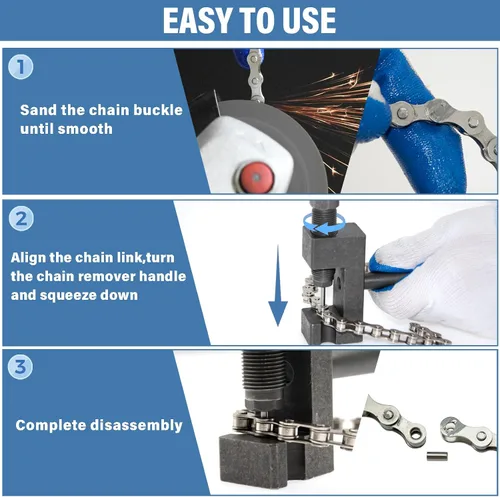 Vista 2 de kit de herramientas para romper cadena de motocicleta, juego de herramientas de remache de cadena de 18 piezas, herramienta de corte y extracción