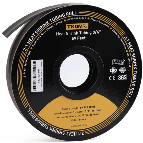 Vista 14 de TKDMR - Tubo termorretráctil de 26 pies y 1/4 pulgadas, relación 3:1, termorretráctil de grado marino, tubo adhesivo para aislamiento de cables