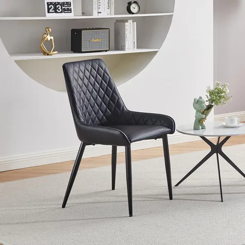 Vista 4 de TUKAILAi Juego de 2 sillas de comedor de piel sintética, moderno sillón con asiento tapizado y patas de metal, silla de ocio de poliuretano