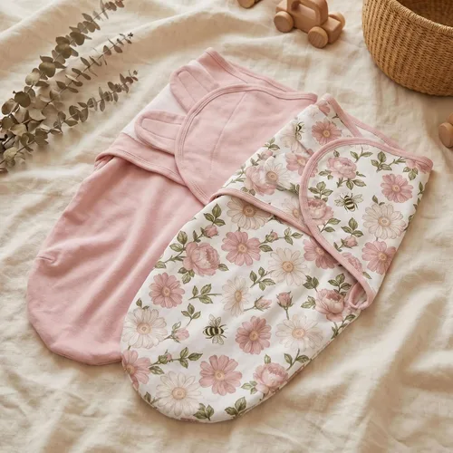 Vista 8 de Pañales de algodón orgánico para recién nacidos, suaves y cómodos con velcro, saco de dormir de 0 a 3 meses, ayuda a calmar el reflejo