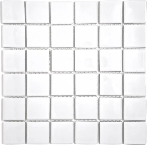 Vista 6 de Tenedos - Mosaico cuadrado de porcelana blanca de 2 pulgadas (tamaño exacto de 1-15/16 pulgadas), aspecto brillante, diseñado en Italia (12 x 12)