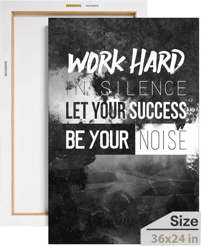 Vista 24 de Lienzo decorativo motivacional para pared con texto en inglés "Road To Successful" (Camino al éxito), diseño motivacional para la oficina, con texto