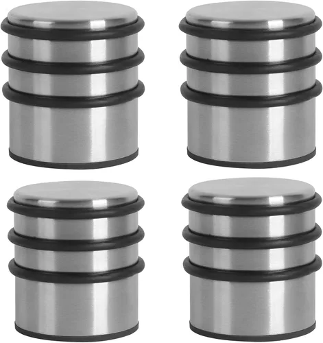 Vista 10 de KINJOEK Tope de puerta pesado, sin taladro, tope de puerta de acero inoxidable con bandas de goma protectoras, cuña de puerta para oficina, hogar