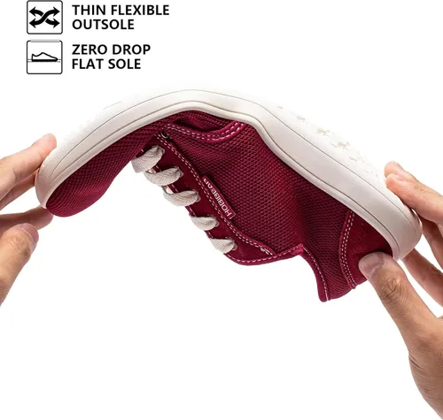 Vista 5 de HOBIBEAR - Zapatillas minimalistas descalzas para hombre y mujer, suela plana, ancho tenis de moda.