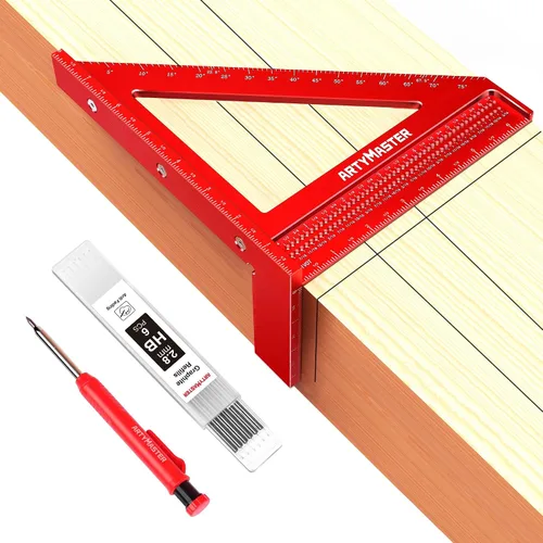Vista 8 de Regla Cuadrada de Medición Multi-Ángulo 3D Mini de 3.8", WT102A Herramientas de Carpintería de Alta Precisión para Marcado de Agujeros en Trabajos