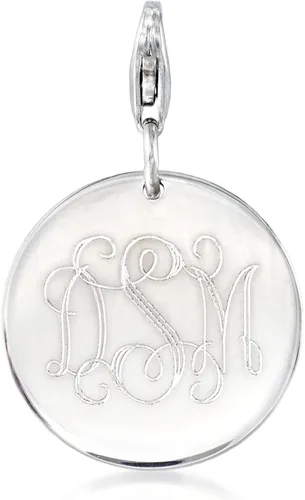 Vista 8 de Ross-Simons Pulsera italiana de plata de ley de 0.236in con dije de disco personalizado, Plata de ley, no conocido