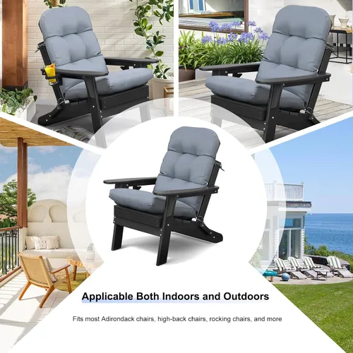Vista 6 de Skypatio Adirondack - Cojín grueso para silla mecedora, impermeable, para patio al aire libre, con respaldo alto, color gris