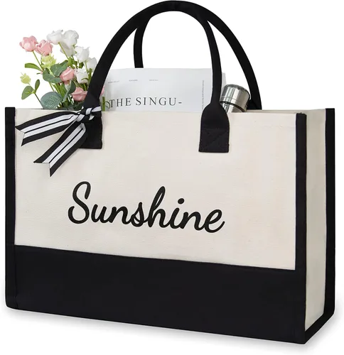 Vista 21 de TOPDesign Personalized Initial Canvas Beach Bag, Monogrammed Gift Tote Bag for Women