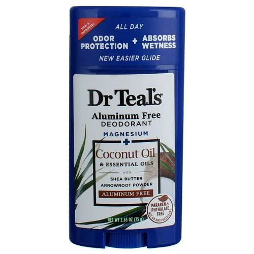 Vista 6 de Dr Teal's Desodorante sin aluminio, aceite de coco, sin parabenos ni ftalatos, 2.65 oz