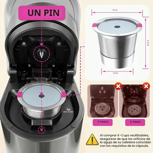 Vista 5 de K Cups reutilizables para Keurig, cápsulas de café reutilizables de acero inoxidable universales compatibles con las cafeteras Keurig 1.0 y 2.0