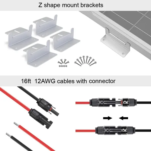 Vista 9 de ECO-WORTHY Kit de panel solar de 100 vatios y 12 voltios para batería de autocaravana, barco, remolque, cabaña de jardín, cobertizo del hogar: panel