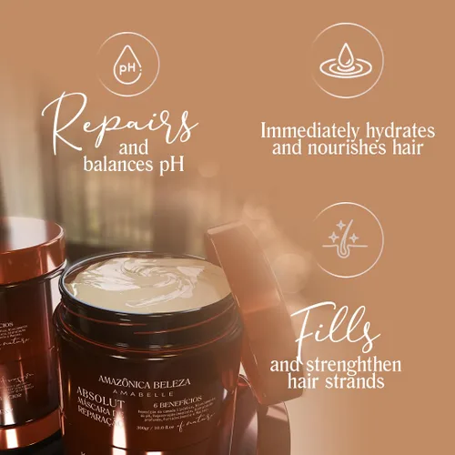 Vista 3 de Absolut - Máscara de tratamiento para reparar el cabello, repara, hidrata, suaviza, desenreda, nutre y fortalece, 10 onzas