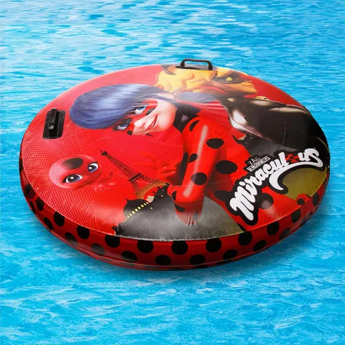 Vista 3 de Miraculous Ladybug - Flotador inflable de piscina con licencia oficial - 30 pulgadas - Ladybug & Cat Noir - Flotador de anillo - Flotador de tubo