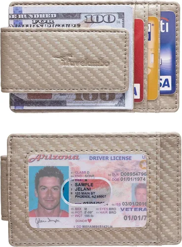 Vista 3 de Travelambo Billetera de bolsillo frontal delgada minimalista con bloqueo RFID