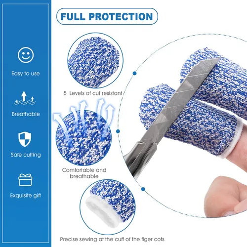 Vista 4 de CHENGU 9 Piezas Protector de Dedos para Cortar Vegetales, Protector de Acero Inoxidable, Cuchillo, Peladores de Pulgar, Soporte para Cebolla
