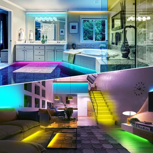 Vista 3 de GANZQH Luces LED para dormitorio, 150 pies, sincronización de música, cambio de color, tira de luces LED con control remoto y aplicación, luces LED