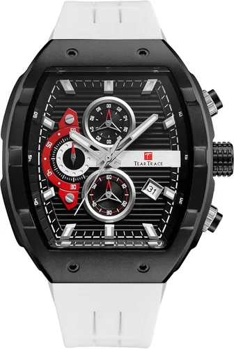 Vista 14 de Watches for Men Original Analog Quartz Waterproof Sport Mens Watches Tonneau Chronograph Luminous Fashion Unique Casual Watch with Silicone Strap