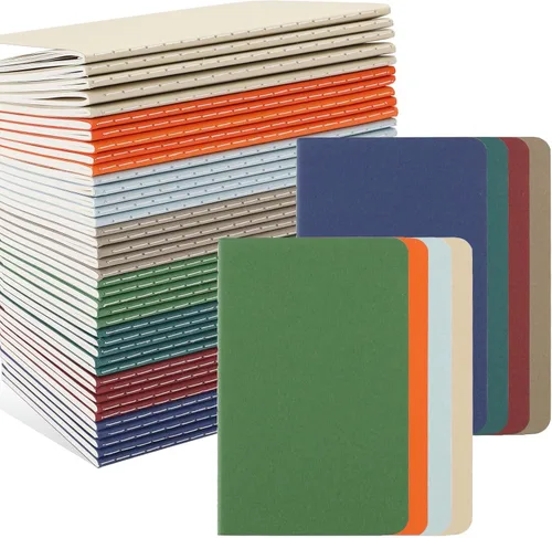 Vista 7 de Oucaru Cuaderno de Bolsillo de 24 Piezas, 3.5" x 5.5", 2 Colores, Cuaderno Rayado de 52 Páginas Mini Cuaderno Diario, Pequeño Cuaderno Memo Bloc