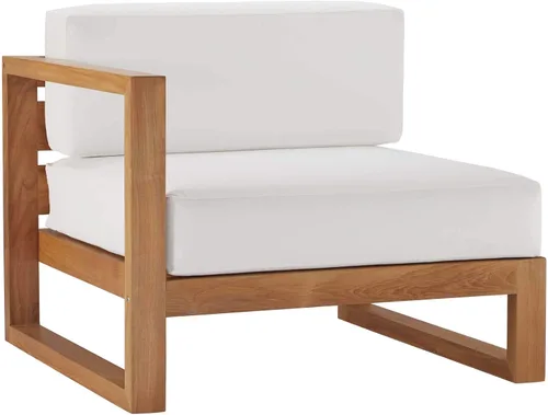Vista 8 de Modway EEI-4256-NAT-WHI-SET Sofá biplaza seccional de 2 piezas de madera de teca para patio, color blanco natural