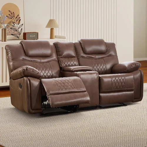 Vista 20 de EBELLO Silla reclinable manual de piel sintética, sofá reclinable con cómodos reposabrazos y respaldo, sofá individual para sala de estar