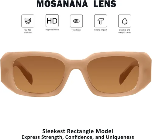 Vista 4 de mosanana Gafas de sol rectangulares de moda para mujeres y hombres