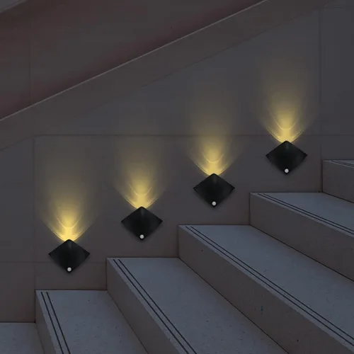 Vista 3 de Luz de pared con sensor LED, lámpara de pared LED recargable inalámbrica con detector de movimiento, luces de gabinete, lámparas de noche