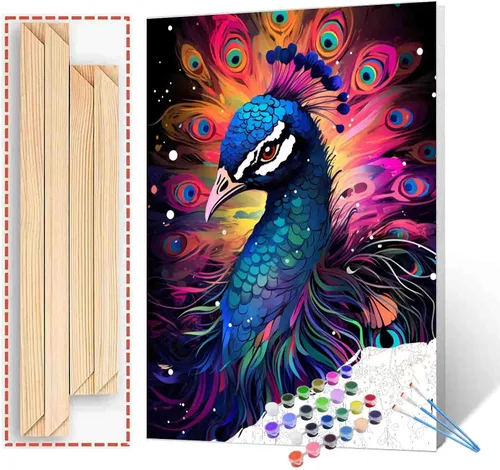 Vista 38 de Tucocoo Kit de pintura por números de lobo colorido, lienzo de 16 x 20 pulgadas, pintura al óleo digital para adultos con pinceles y pigmento Obras