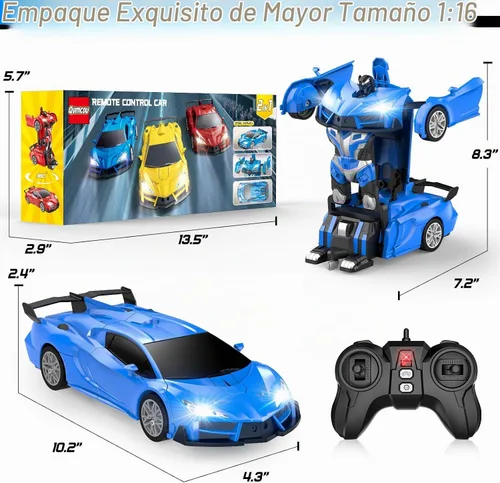 Vista 7 de Qumcou Auto de control remoto de transformación, autos RC para niños de 3 a 5 6 a 8 años, autos de juguete transformables con un botón, 2.4 GHz