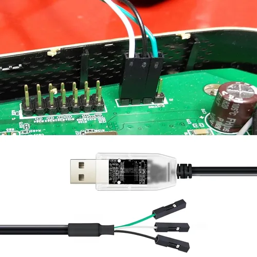Vista 7 de DTECH Adaptador de cable serie USB a TTL 3.3V 3 pines FTDI Chip Indicadores LED UART Convertidor de depuración FT232RNL Salida IC 3V3 Nivel de señal