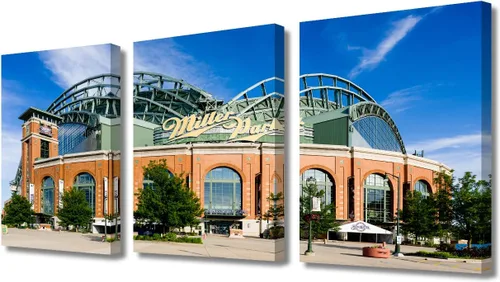 Vista 62 de TUMOVO American Major Baseball - Lienzo decorativo para pared, diseño de estadio de los Bravos, 3 piezas, arte de pared de Filadelfia, cuadros